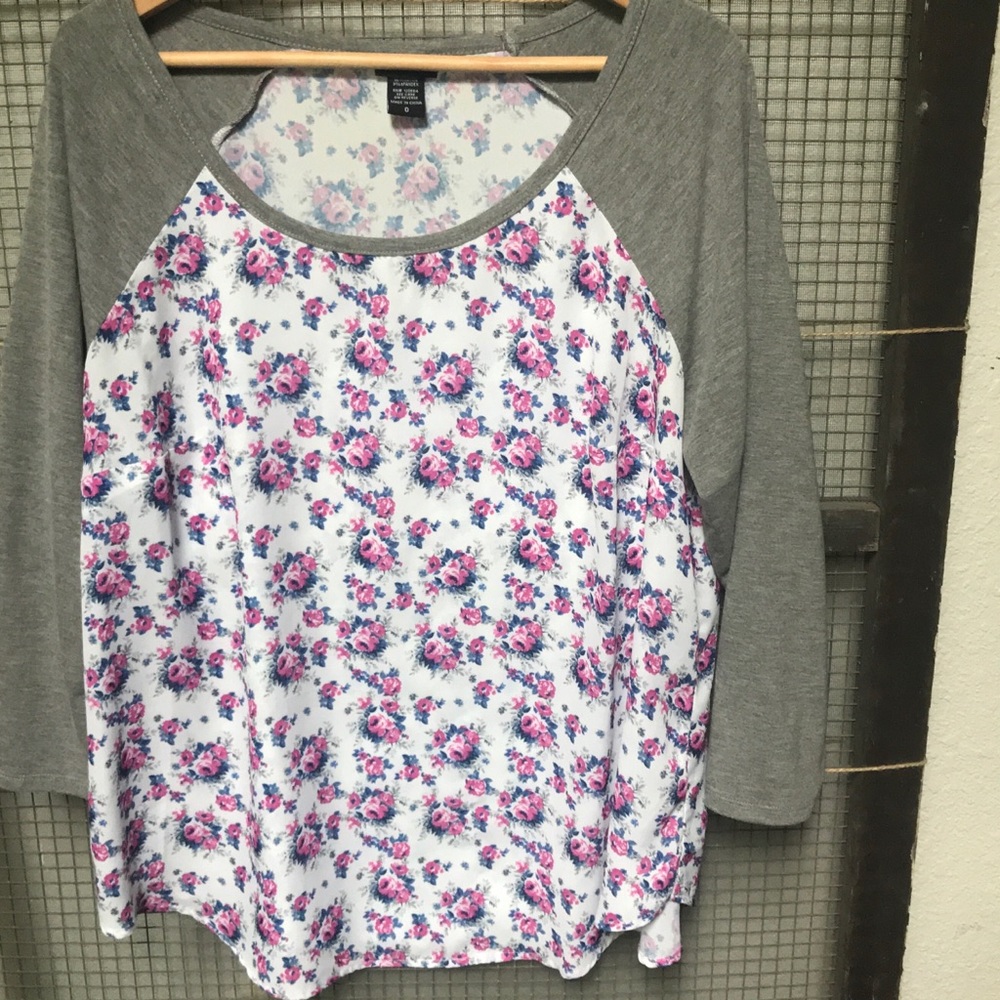 Torrid Floral Baseball Jersey Raglan Sleeve Shirt